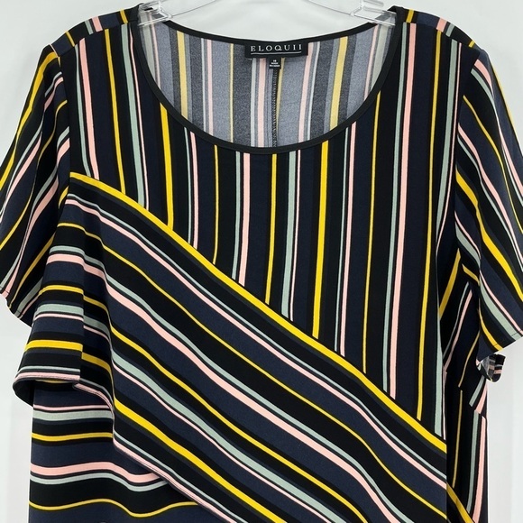 Eloquii Multicolor Striped Scoop Neck Asymmetrical Knit Dress Size 16 - Picture 3 of 8